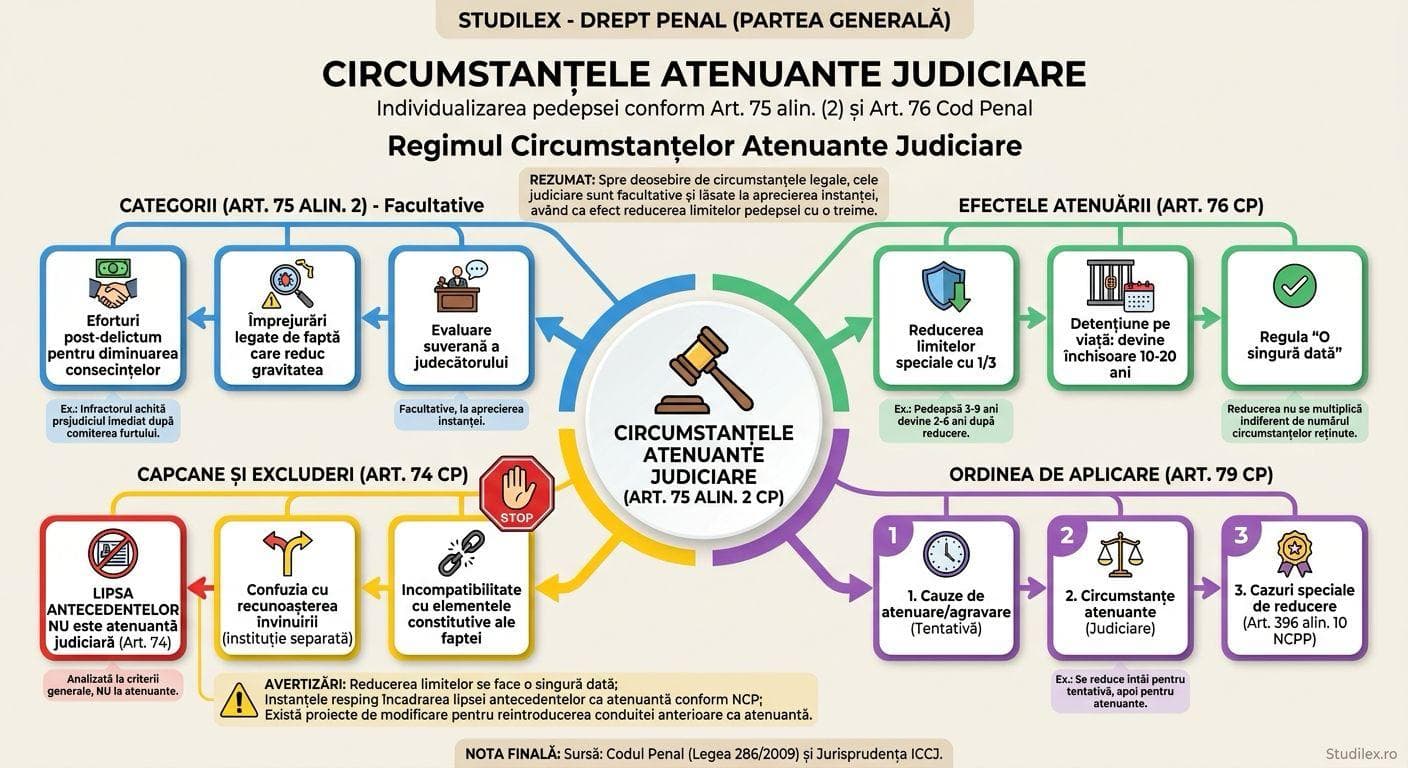 Diagramă juridică Studilex despre circumstanțele atenuante judiciare